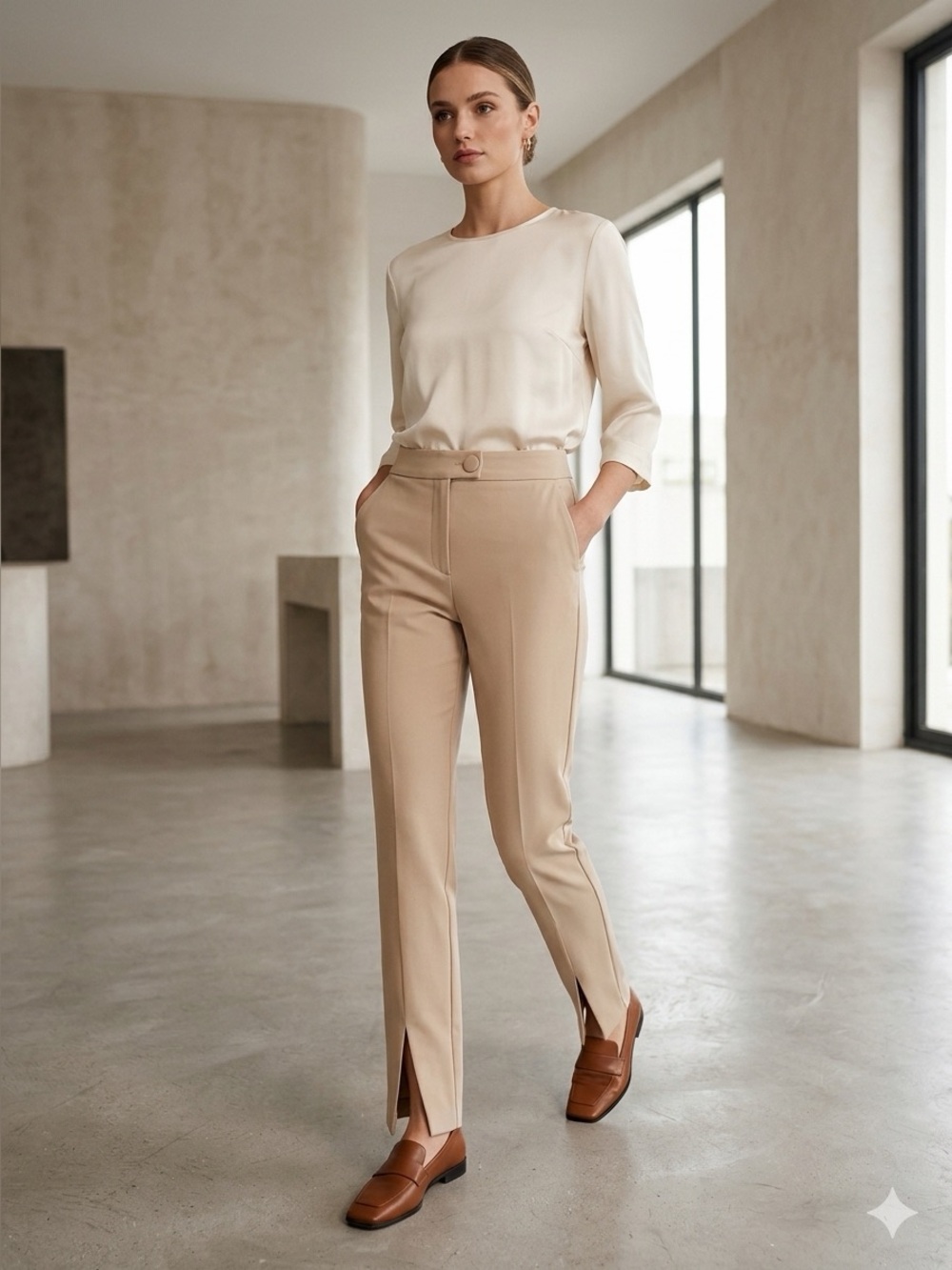 Paulie London Stretch Tailored  Pants Stone Beige Size 40 EU / 8 US